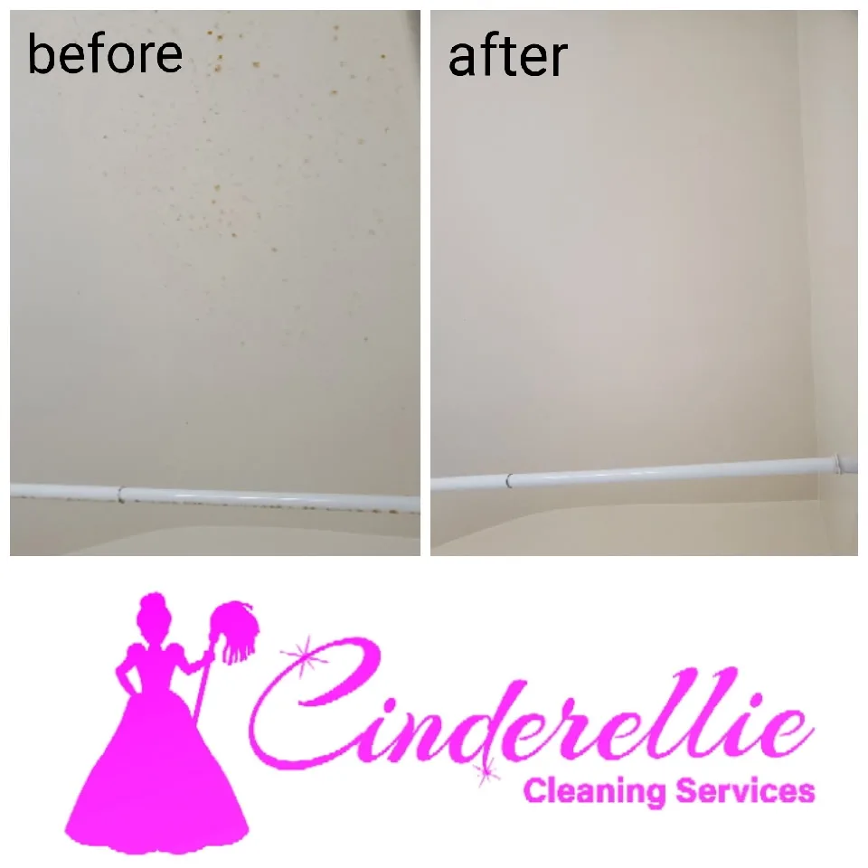 Before and after closet wall stain cleaning