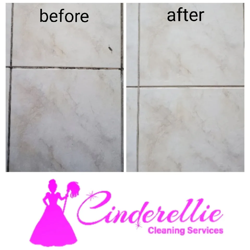 Before and after tile grout cleaning